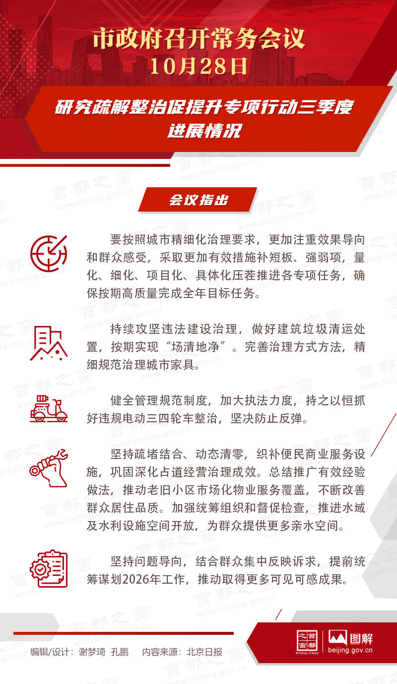 市政府常务会议图解：研究疏解整治促提升专项行动三季度进展情况