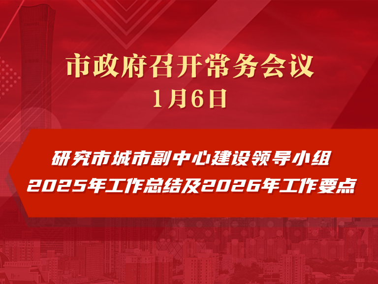 市政府常务会议图解：研究市城市副中心建设领导小组2025年工作总结及2026年工作要点