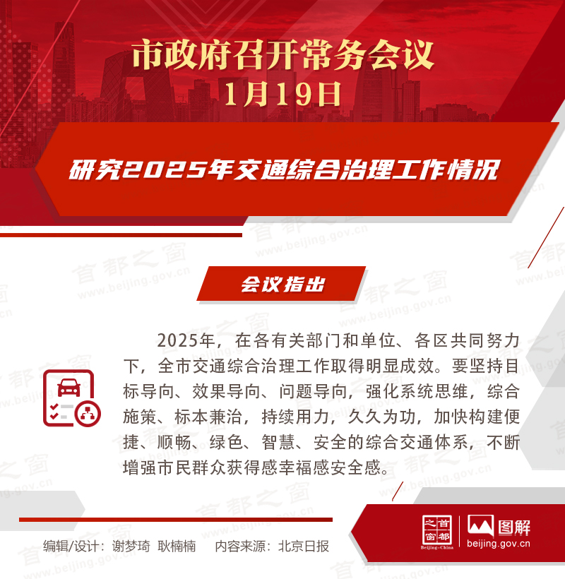 市政府常务会议图解：研究2025年交通综合治理工作情况