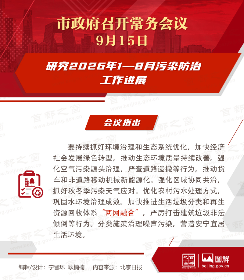 市政府常务会议图解：研究2026年1—8月污染防治工作进展