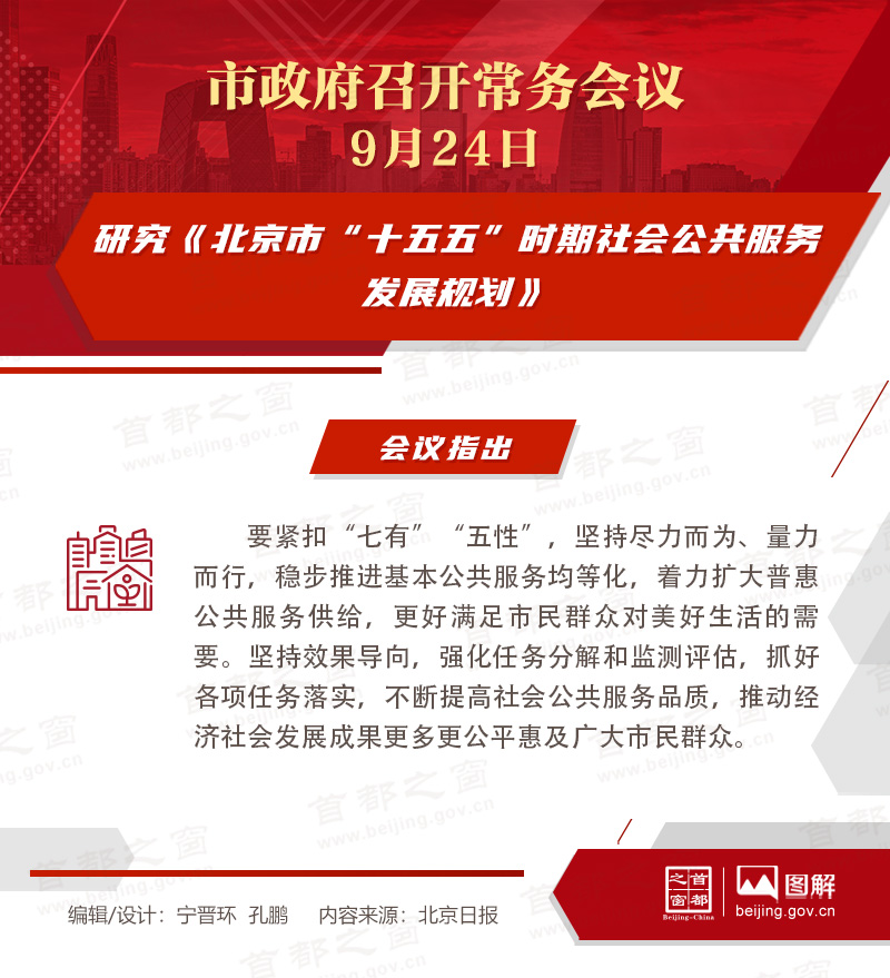 市政府常务会议图解：研究《北京市“十五五”时期社会公共服务发展规划》