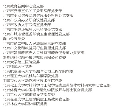 北京市优秀共产党员、优秀党务工作者、优秀基层党组织书记和先进基层党组织名单