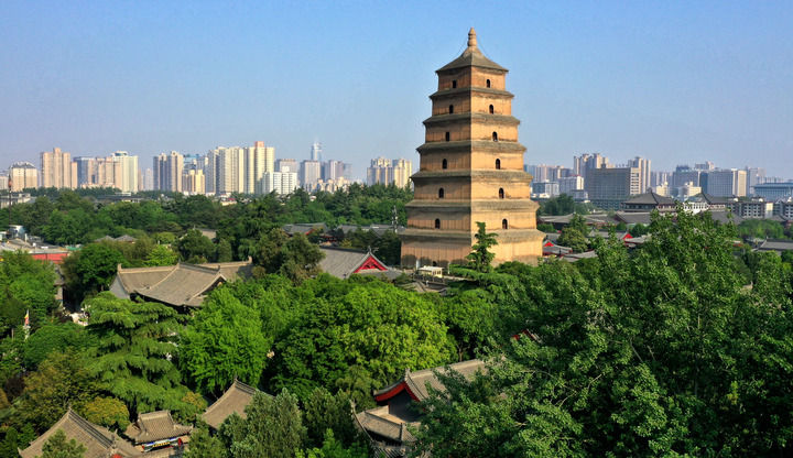 西安大雁塔（4月19日摄，无人机照片）。