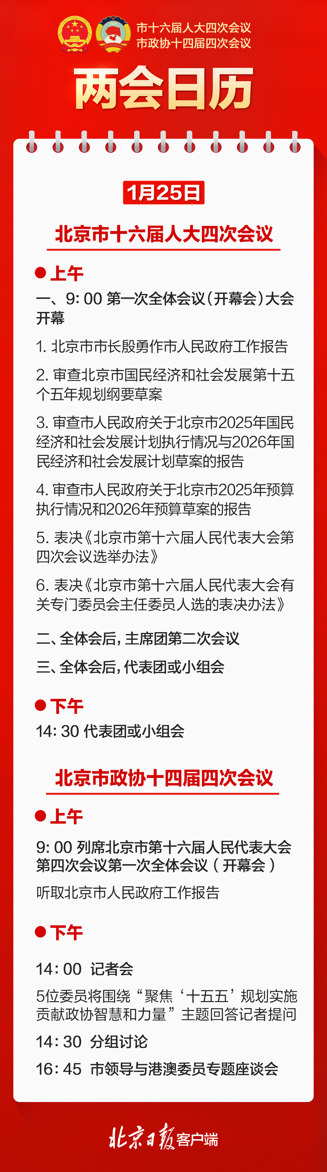 北京市十六届人大四次会议今日开幕