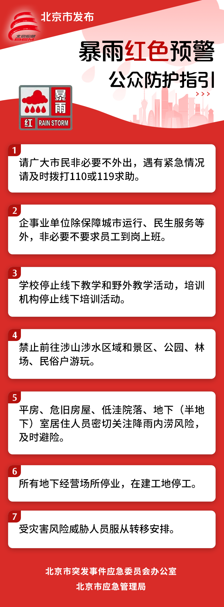 北京市升级发布暴雨红色预警 公众防护指引请收好