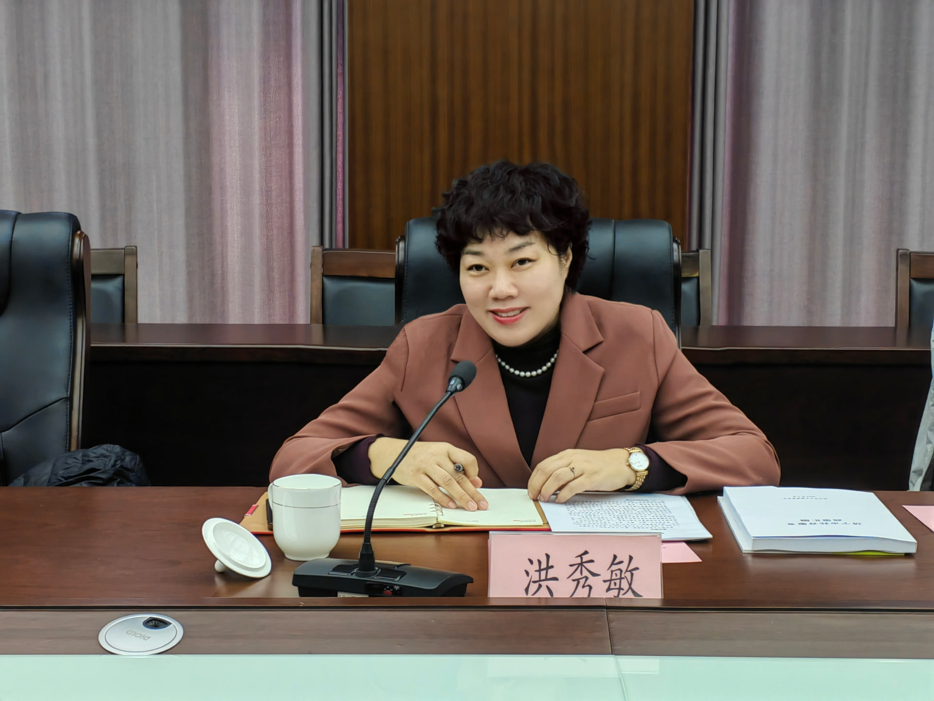 洪秀敏在调研期间座谈会上发言