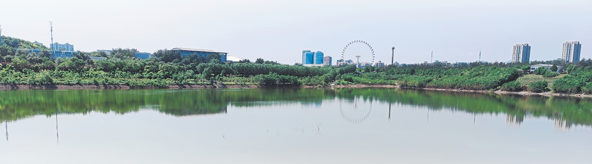 强降雨过后，西郊雨洪调蓄工程阜石路砂石坑蓄水179万立方米。
