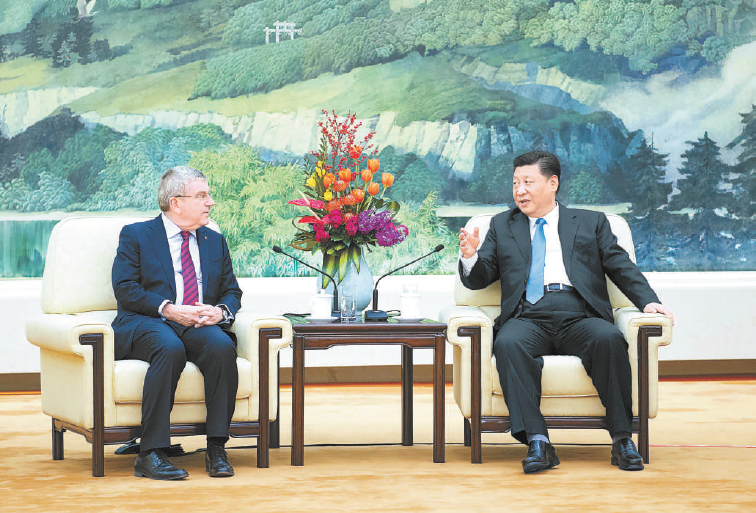 1月31日，国家主席习近平在北京人民大会堂会见国际奥林匹克委员会主席巴赫。