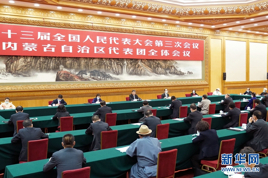 5月22日，中共中央总书记、国家主席、中央军委主席习近平参加十三届全国人大三次会议内蒙古代表团的审议。