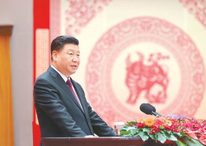 2月10日，中共中央、国务院在北京人民大会堂举行2021年春节团拜会。中共中央总书记、国家主席、中央军委主席习近平发表讲话。