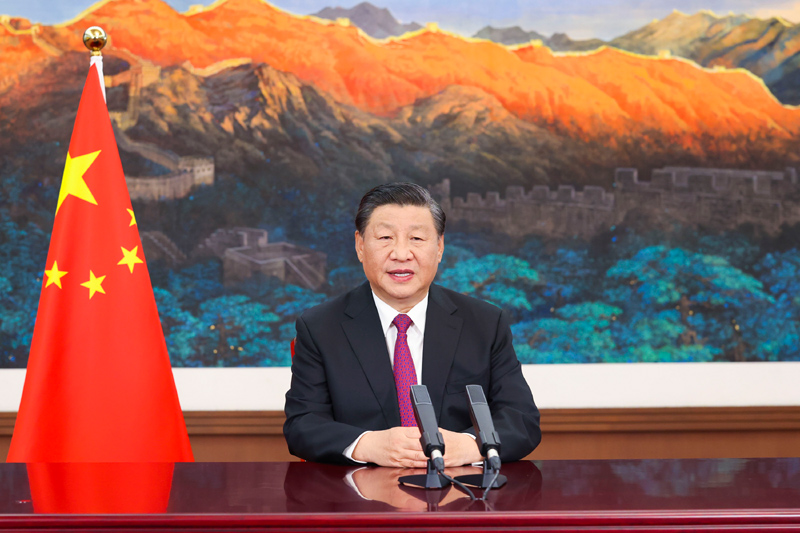 国家主席习近平在2021年中国国际服务贸易交易会全球服务贸易峰会上发表视频致辞。
