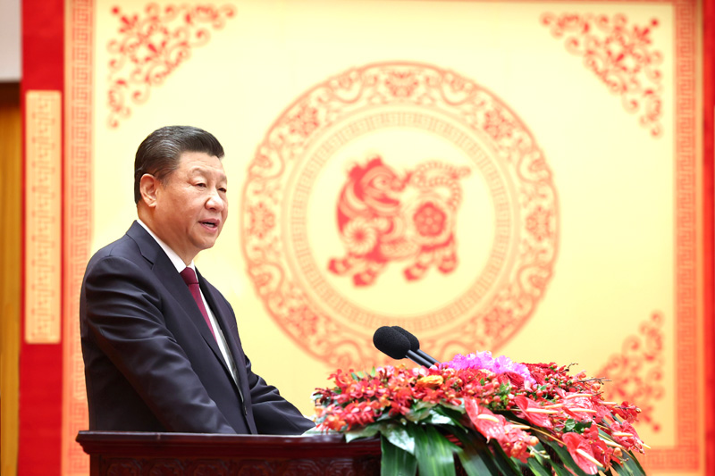 1月30日，中共中央、国务院在北京人民大会堂举行2022年春节团拜会。中共中央总书记、国家主席、中央军委主席习近平发表讲话。