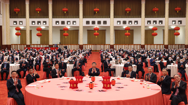 1月30日，中共中央、国务院在北京人民大会堂举行2022年春节团拜会。党和国家领导人习近平、李克强、栗战书、汪洋、王沪宁、赵乐际、韩正、王岐山等同首都各界人士欢聚一堂，共迎新春。