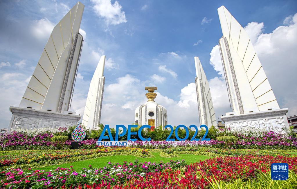 这是11月16日在泰国首都曼谷街头拍摄的2022年亚太经合组织会议标识。