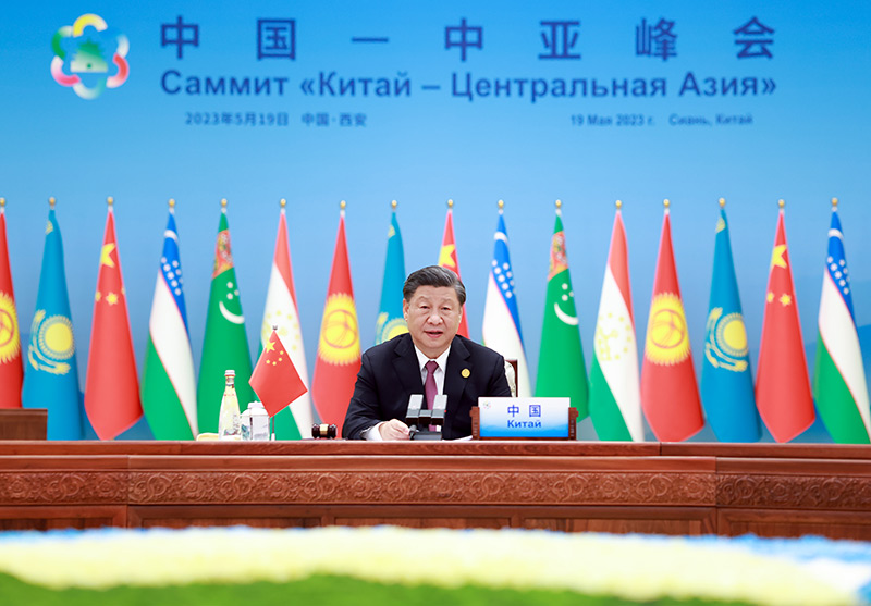 5月19日上午，国家主席习近平在陕西省西安市主持首届中国－中亚峰会并发表题为《携手建设守望相助、共同发展、普遍安全、世代友好的中国－中亚命运共同体》的主旨讲话。