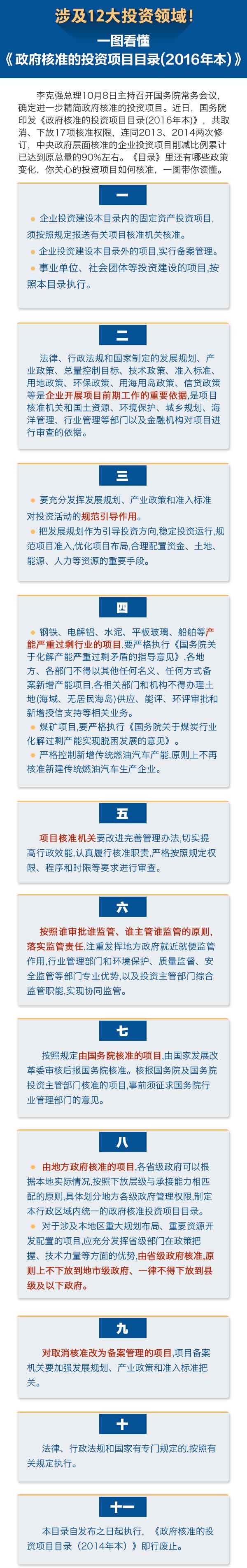 图解：涉及12大投资领域！一图看懂《政府核准的投资项目目录（2016年本）》