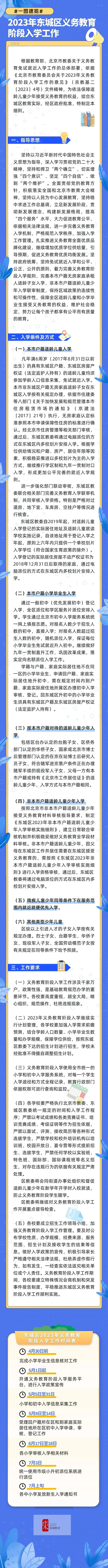 一图读懂：2023年东城区义务教育阶段入学政策发布