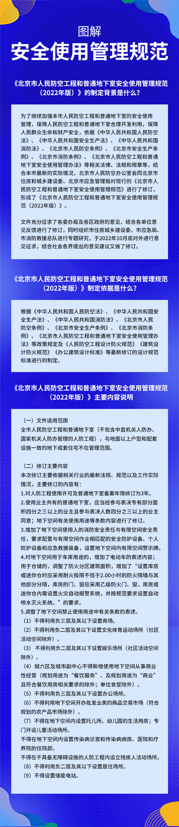 一图读懂《北京市人民防空工程和普通地下室安全使用管理规范(2022年版)》