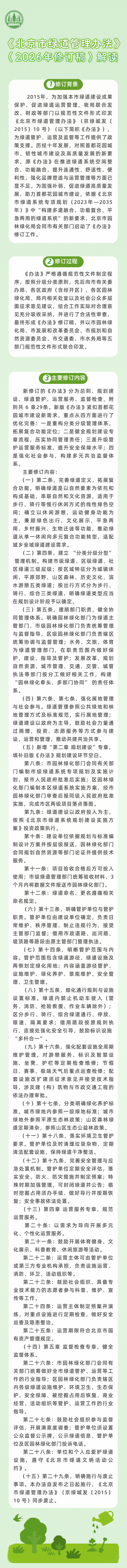 一图读懂丨《北京市绿道管理办法》（2026年修订稿）解读