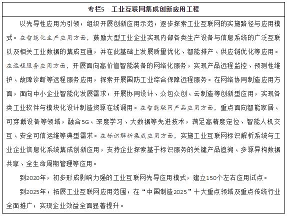 专栏5 工业互联网集成创新应用工程